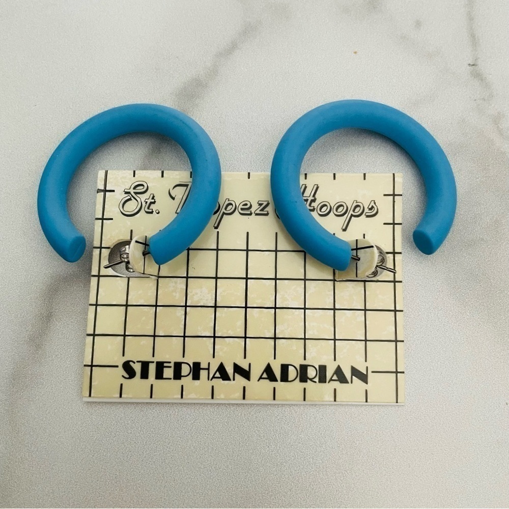 Vintage St. Tropez Hoops-Stephan Adrian Ocean Blue Hoops- Deadstock - 1980’s - Picture 2 of 2